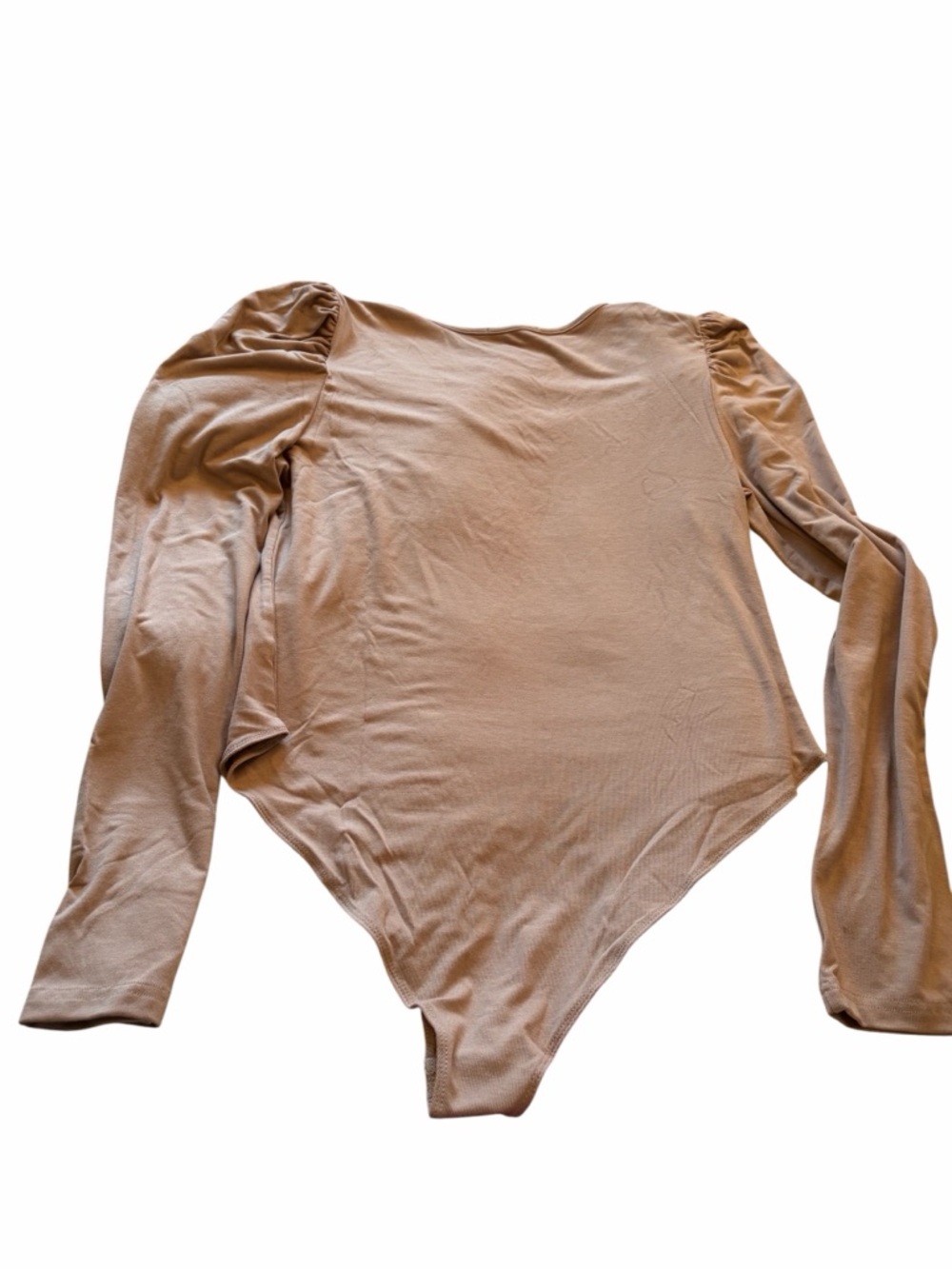 Mangopop Collection Beige VNeck-Gathered Shoulders Body Suit-Size XXL - Picture 2 of 9